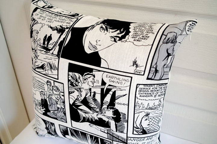 comic book kussen zwart wit