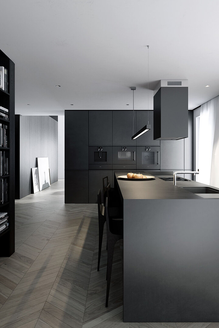 zwarte keuken in moderne stijl